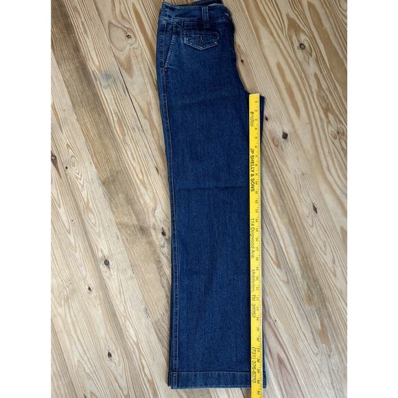 VTG Y2K Duck Head Jeans Women 8 Slash Pocket Wide Leg Denim Trousers Stretch - Picture 5 of 5